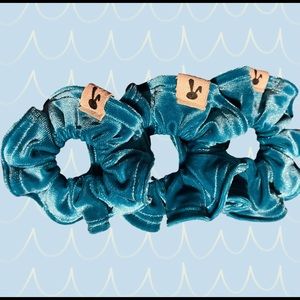 LARGE Aqua velvet scrunchies